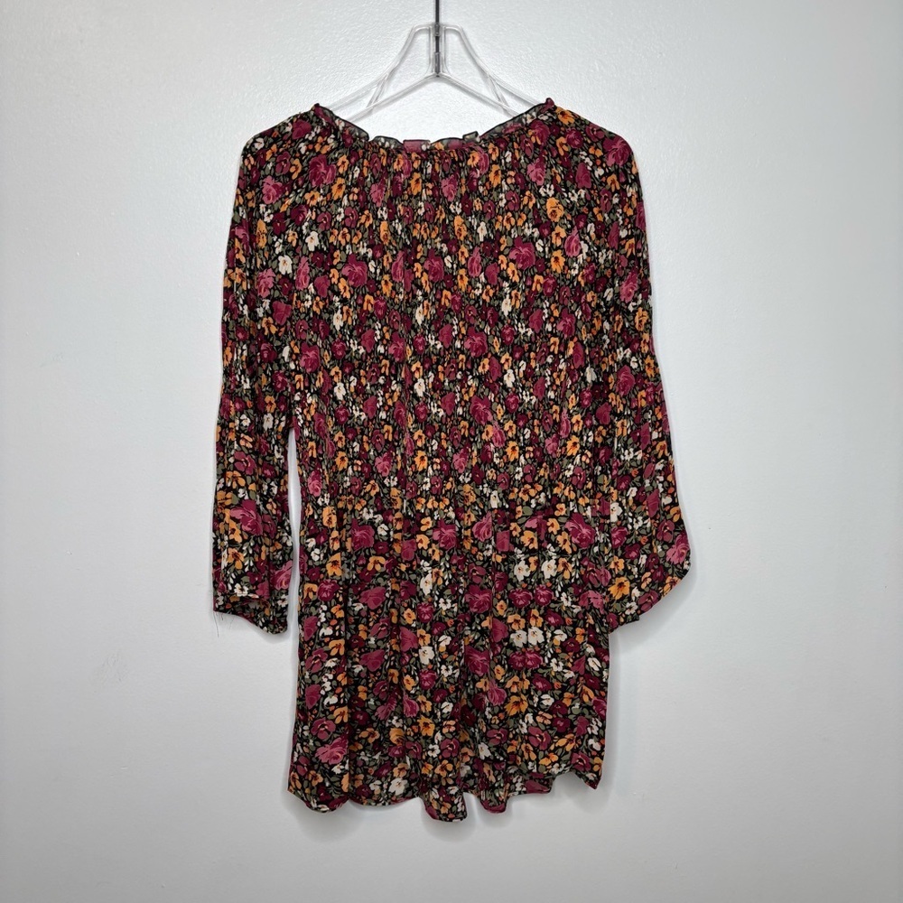 Ninety Clothing Co Floral Boho Tunic Top Women’s 1X Multicolor Rayon 3/4 Sleeve - Picture 10 of 12